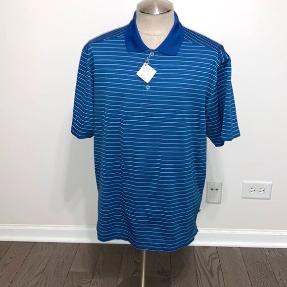 CALLAWAY Golf | X-Series Striped Performance Polo Shirt Blue White Green - Picture 1 of 7